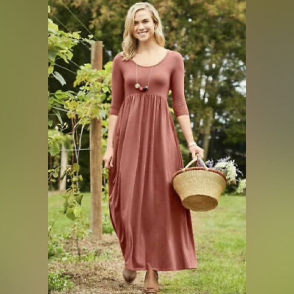 Matilda Jane "Country Drive" Maxi 3/4 Sleeve 100% Cotton Dress
